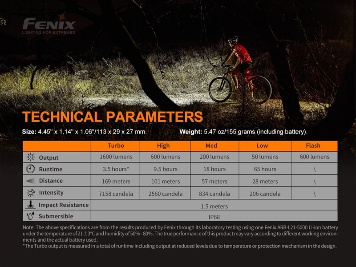 KIT LINTERNA BICICLETA FENIX BC26R + BC05R V2.0 | 1600 LUMENES