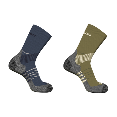 PACK 2 CALCETINES SALOMON X ULTRA ACCESS CREW OLIVE/GRISAILLE