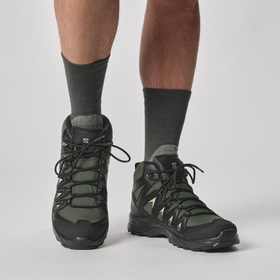PACK 2 CALCETINES SALOMON X ULTRA ACCESS CREW OLIVE/GRISAILLE