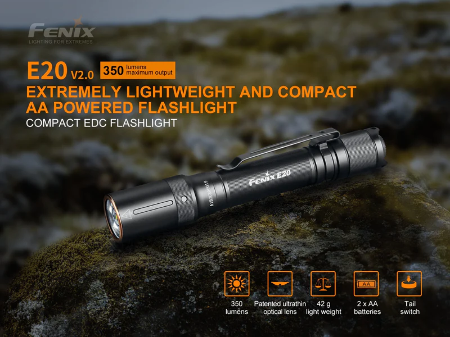 LINTERNA FENIX E20 V2.0 | 350 LUMENES