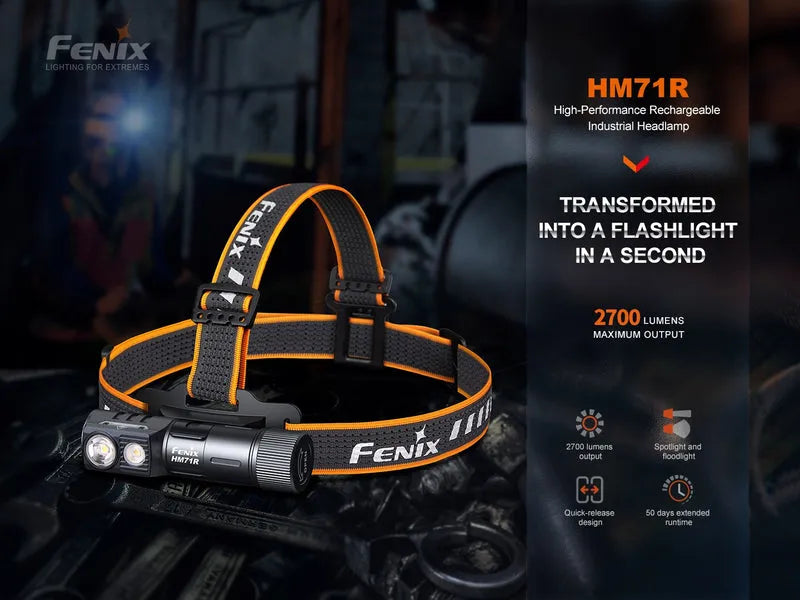LINTERNA FRONTAL FENIX HM71R NEGRO | 2700 LUMENES
