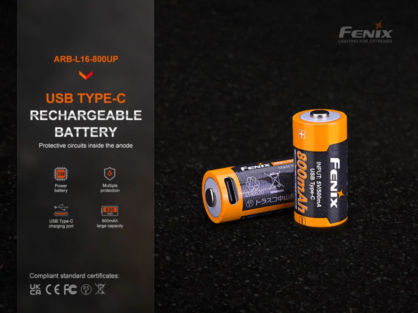 BATERIA FENIX 16340 800 MAH