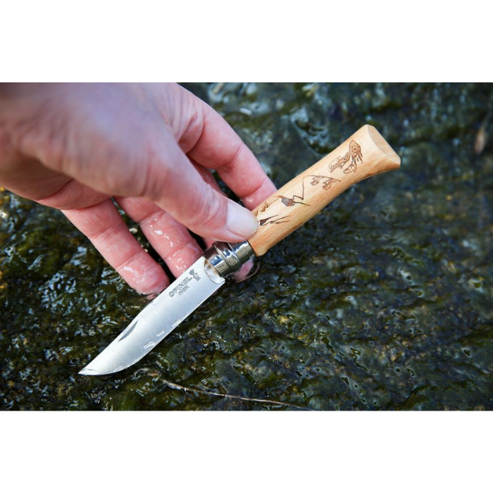 CUCHILLO OPINEL N°8 CON GRABADO DE MONTAÑA