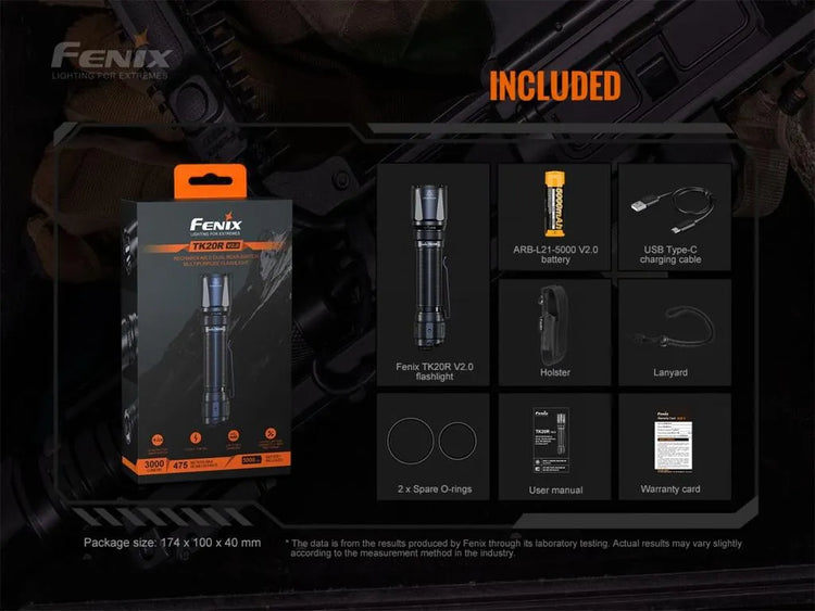 LINTERNA FENIX TK20R V2.0 NEGRO | 3000 LUMENES