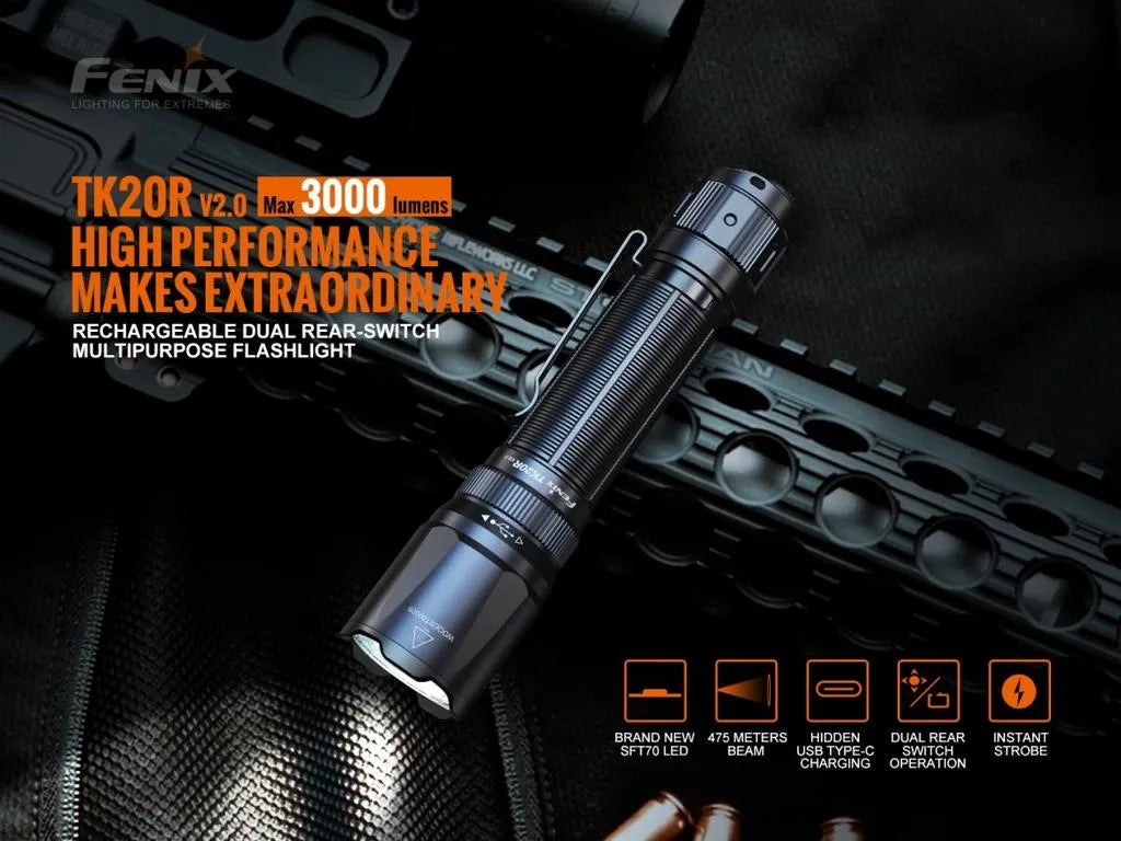 LINTERNA FENIX TK20R V2.0 NEGRO | 3000 LUMENES
