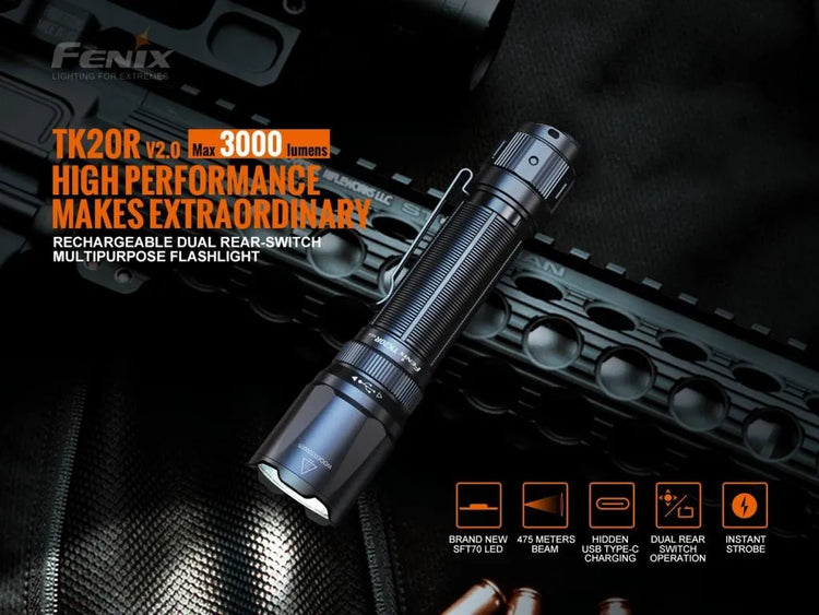 LINTERNA FENIX TK20R V2.0 NEGRO | 3000 LUMENES