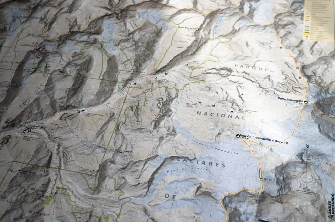 MAPA CORDILLERA DE SANTIAGO ANDES PROFUNDO