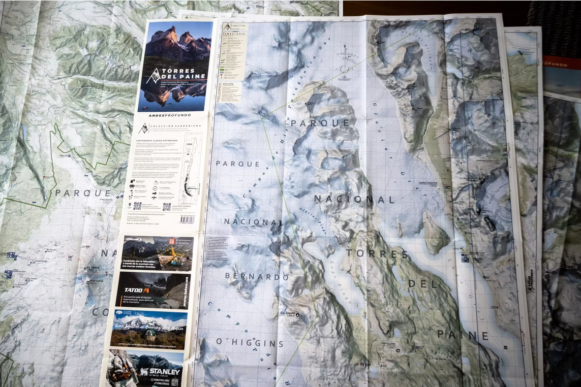MAPA TORRES DEL PAINE ANDES PROFUNDO