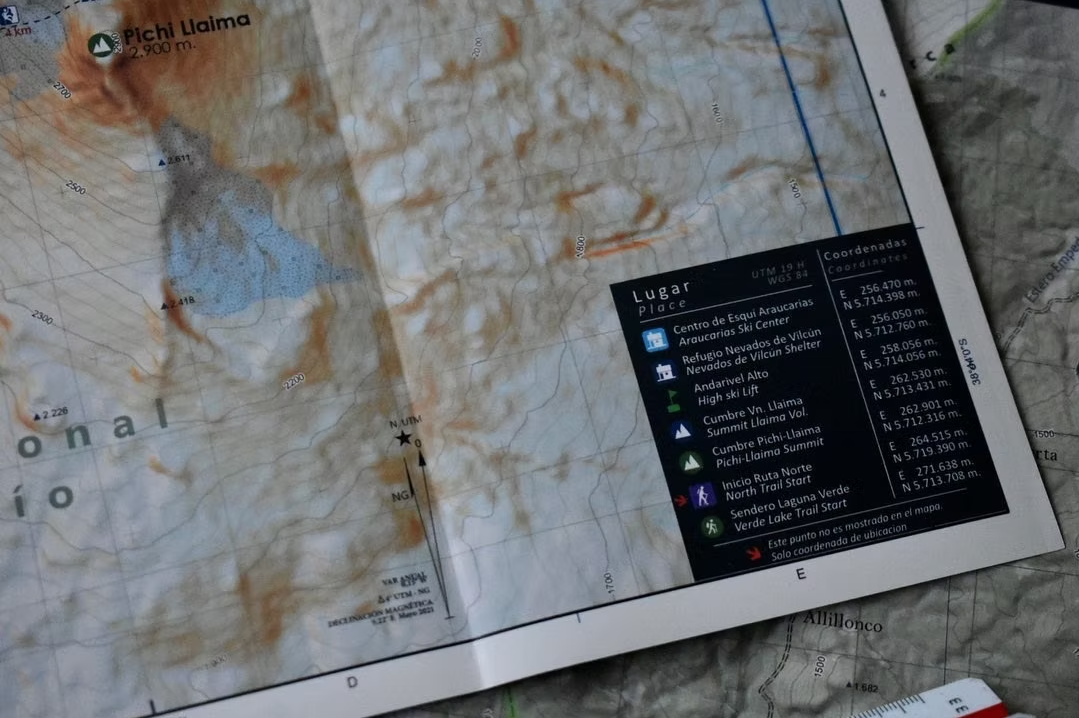 MAPA VOLCAN LLAIMA ANDES PROFUNDO