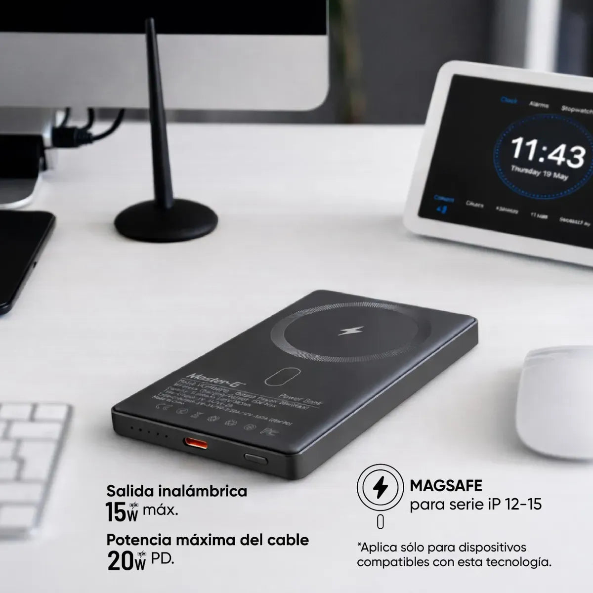 BANCO DE CARGA MASTER-G MAGSAFE 10000mAh SILVER