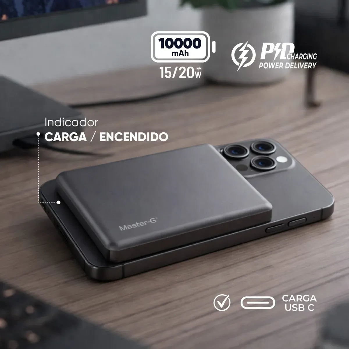 BANCO DE CARGA MASTER-G MAGSAFE 10000mAh SILVER