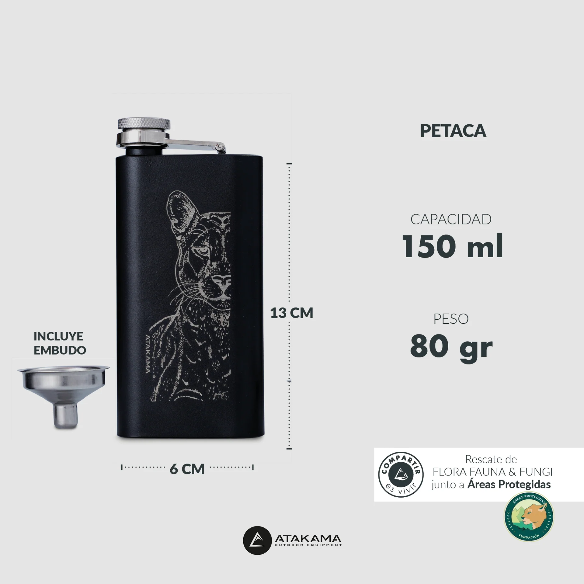 PETACA ATAKAMA PUMA 150ML NEGRO