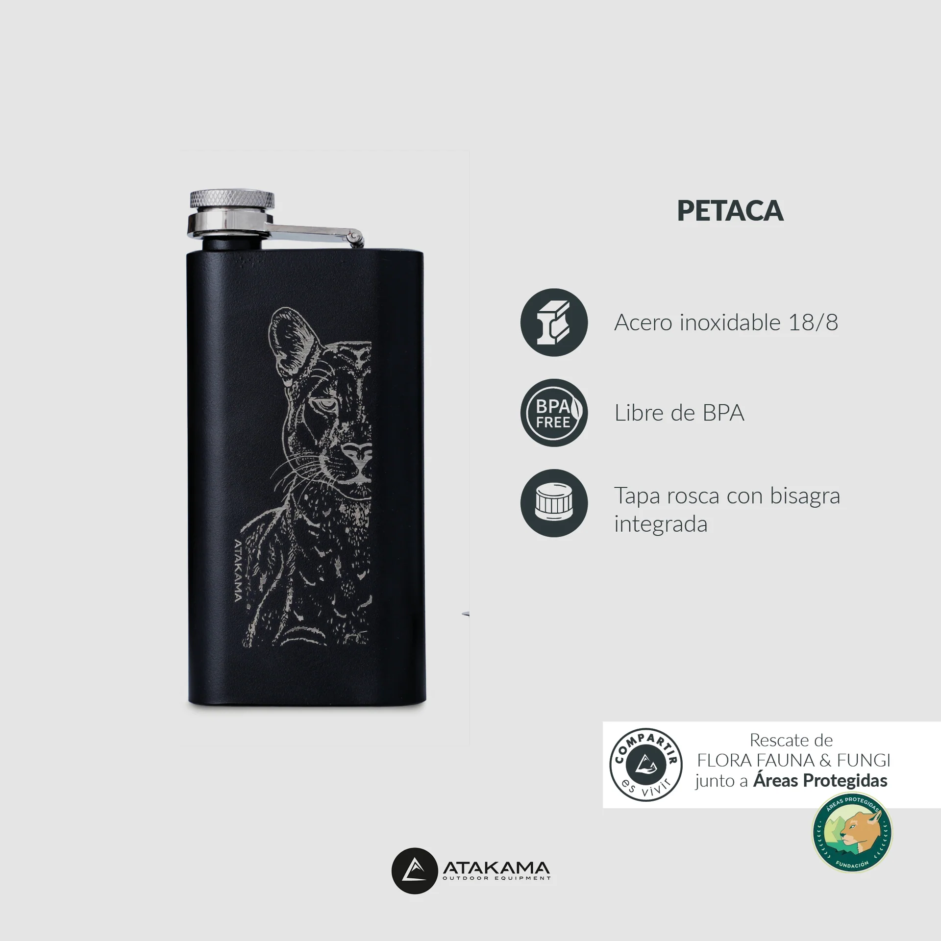 PETACA ATAKAMA PUMA 150ML NEGRO