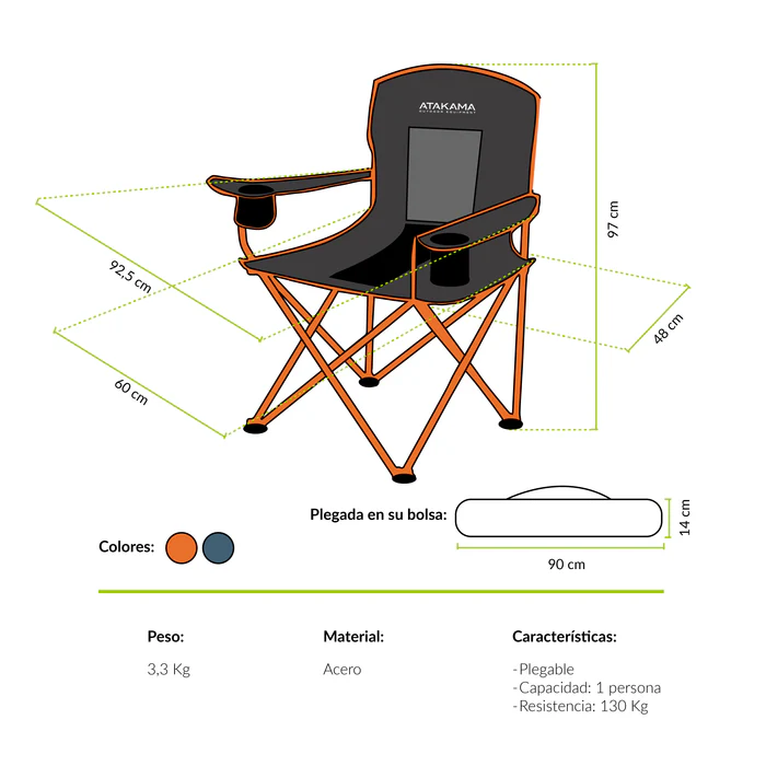 SILLA DE CAMPING XL ATAKAMA LLAIMA AZUL
