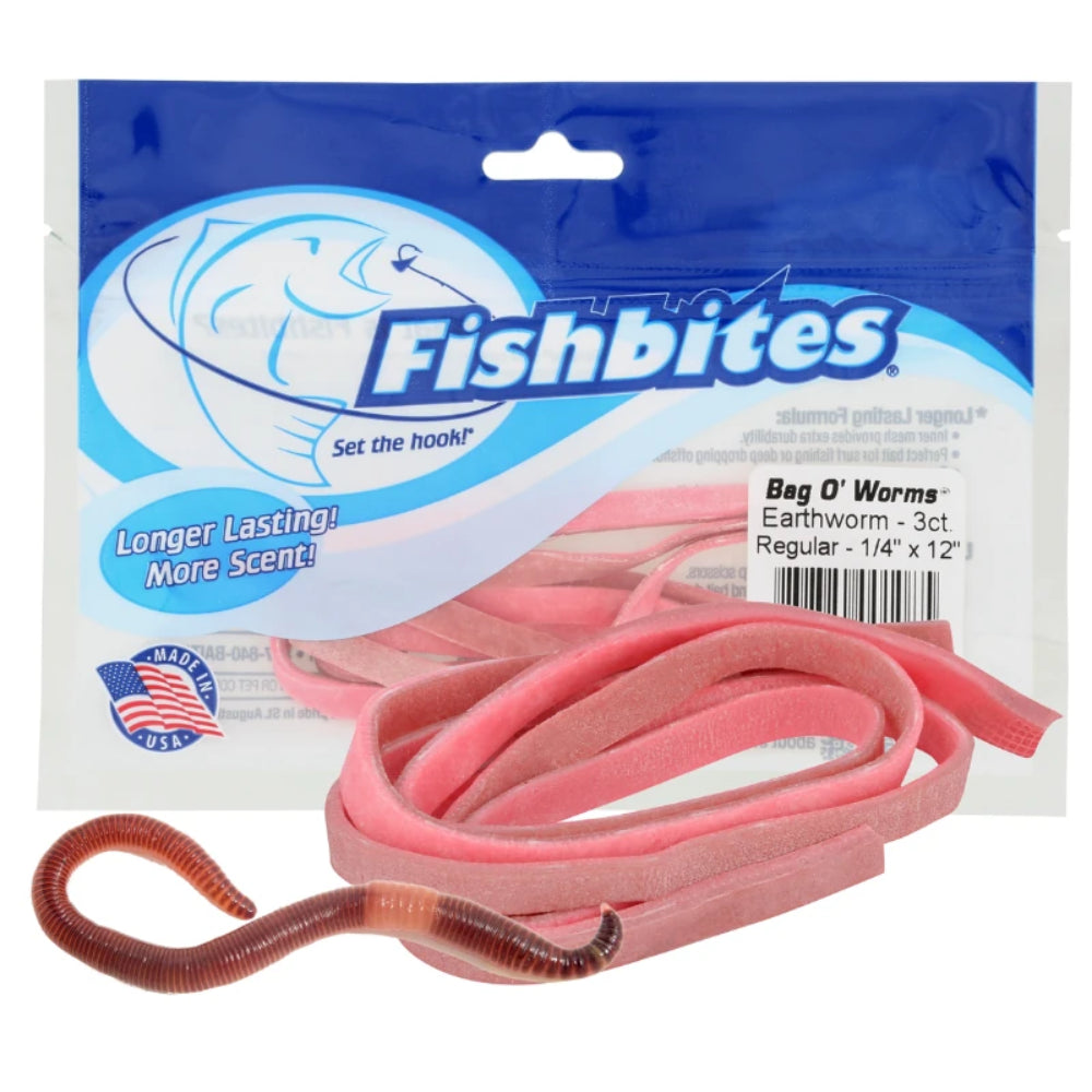 FISHBITES EARTHWORM 1/4 LONG LASTING BEOWN & PINK