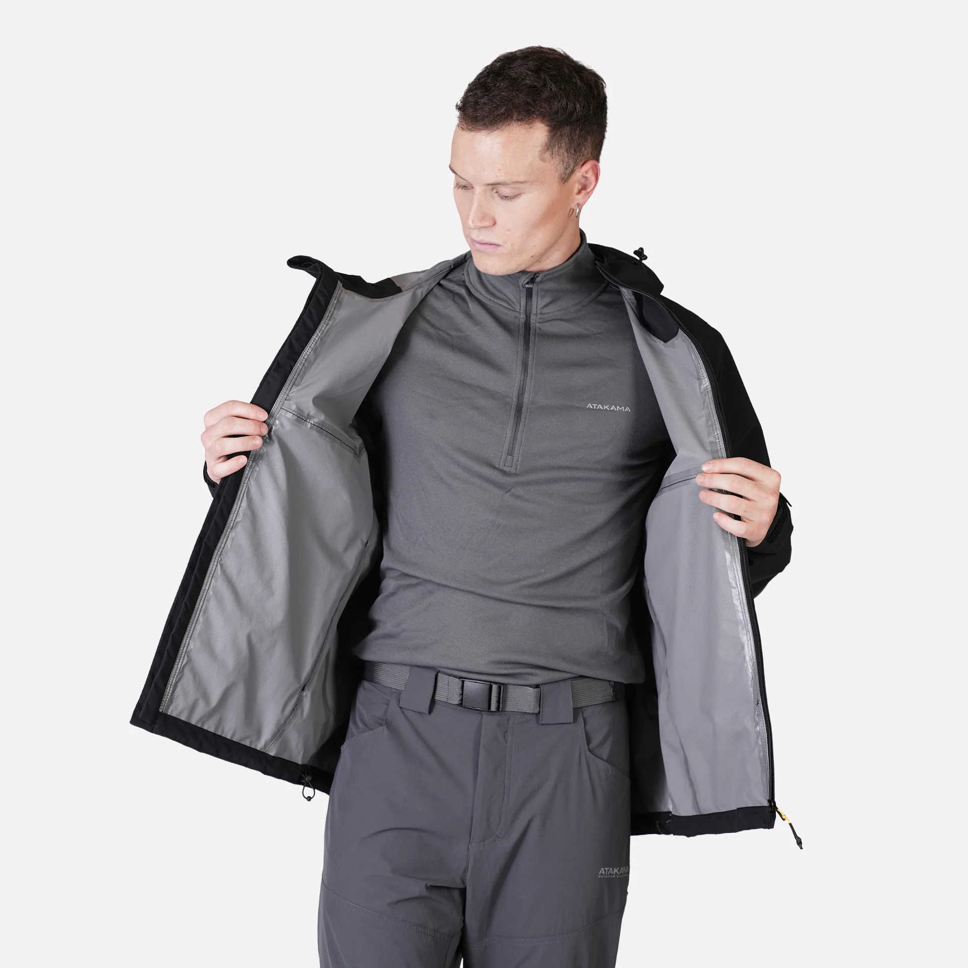 CHAQUETA IMPERMEABLE ATAKAMA HOMBRE FRONTERA THINLINE NEGRO