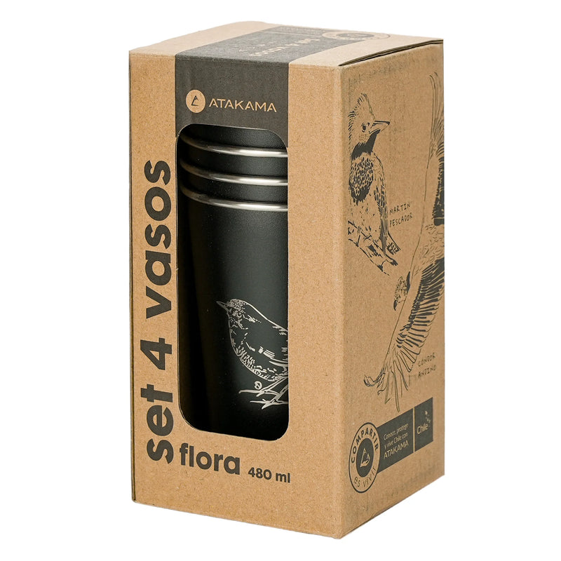 SET DE 4 VASOS AVES CHILENAS 480 ML ATAKAMA