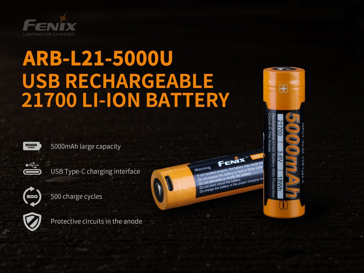 BATERIA FENIX 21700 ARB-L21 USB 5000 MAH