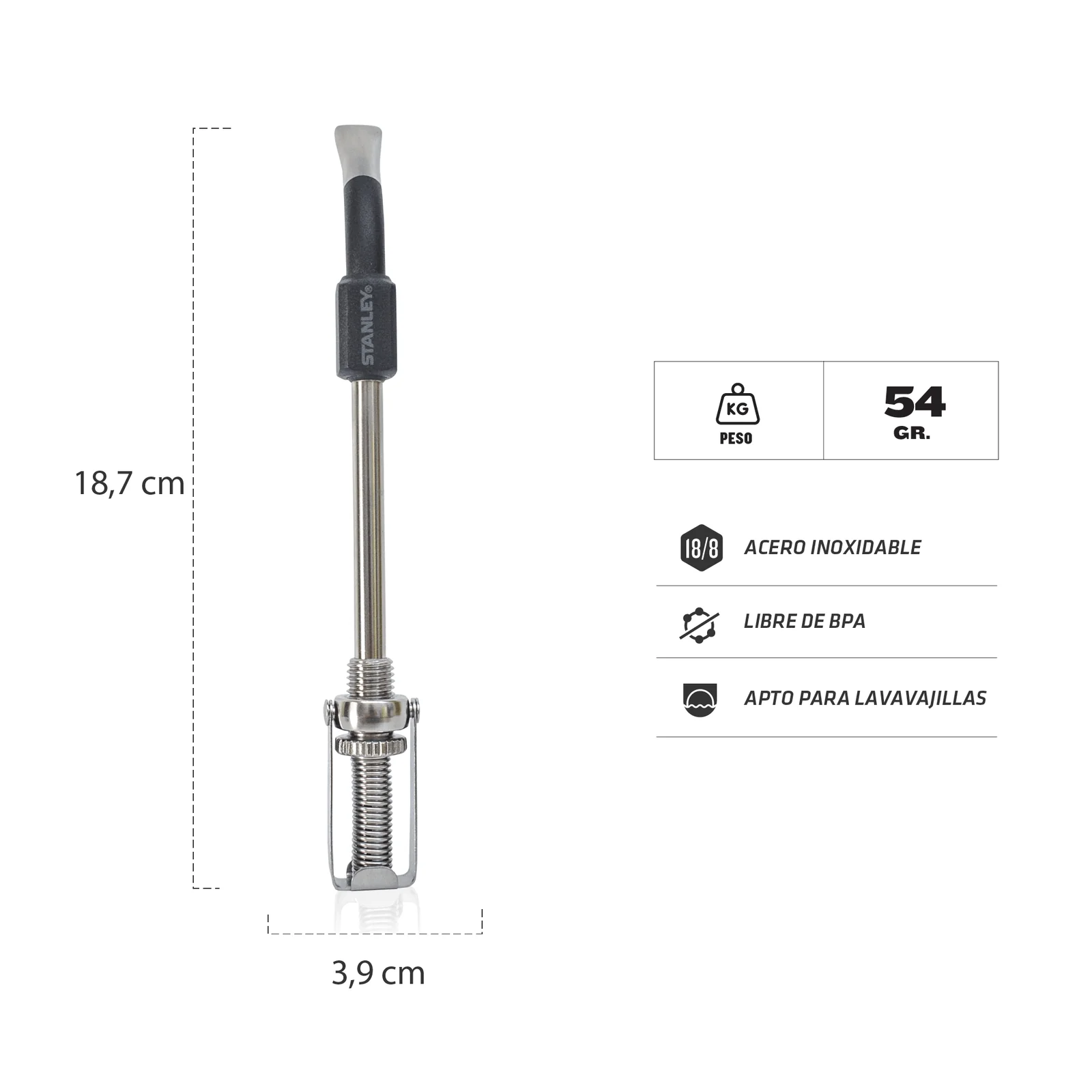 BOMBILLA MATE STANLEY CON REGULADOR | NEGRO