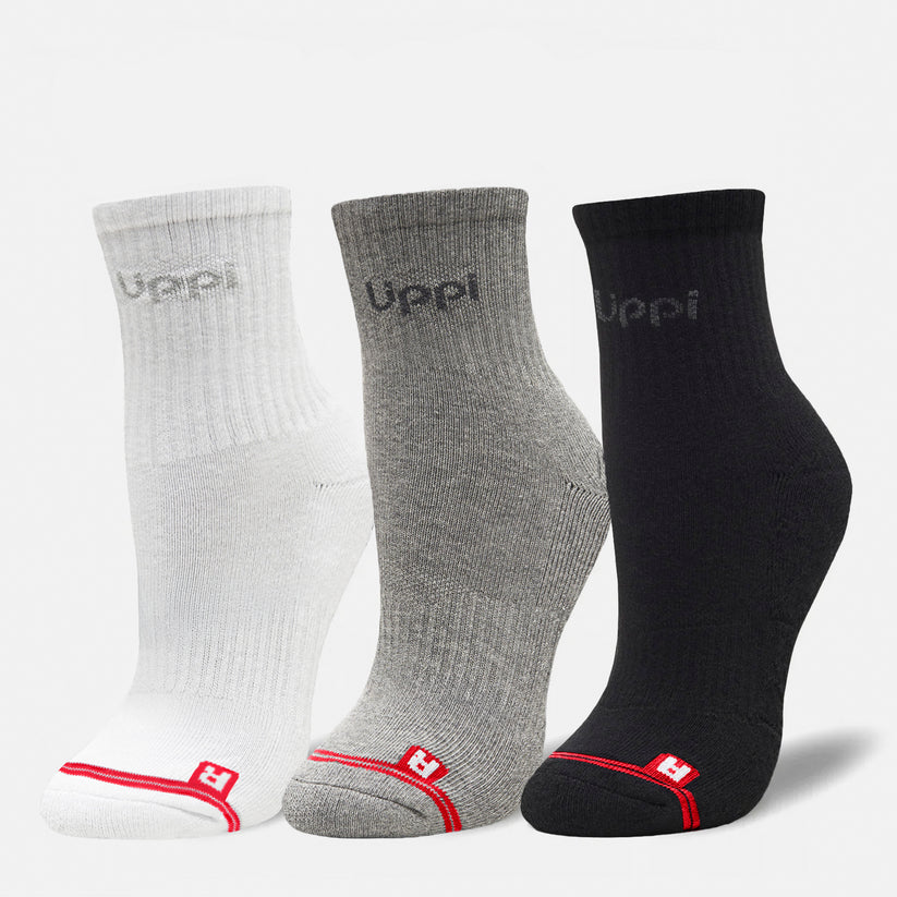 CALCETINES LOGO LIPPI PACK SHORT NEGRO BLANCO GRIS