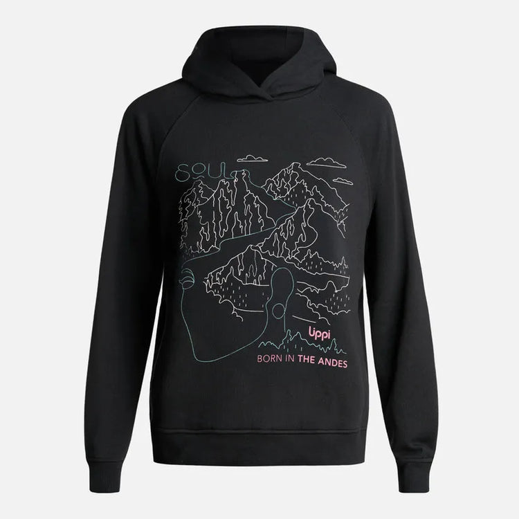 POLERON MUJER INSIGNE HOODY SWEATSHIRT FRONT PRINT LIPPI NEGRO