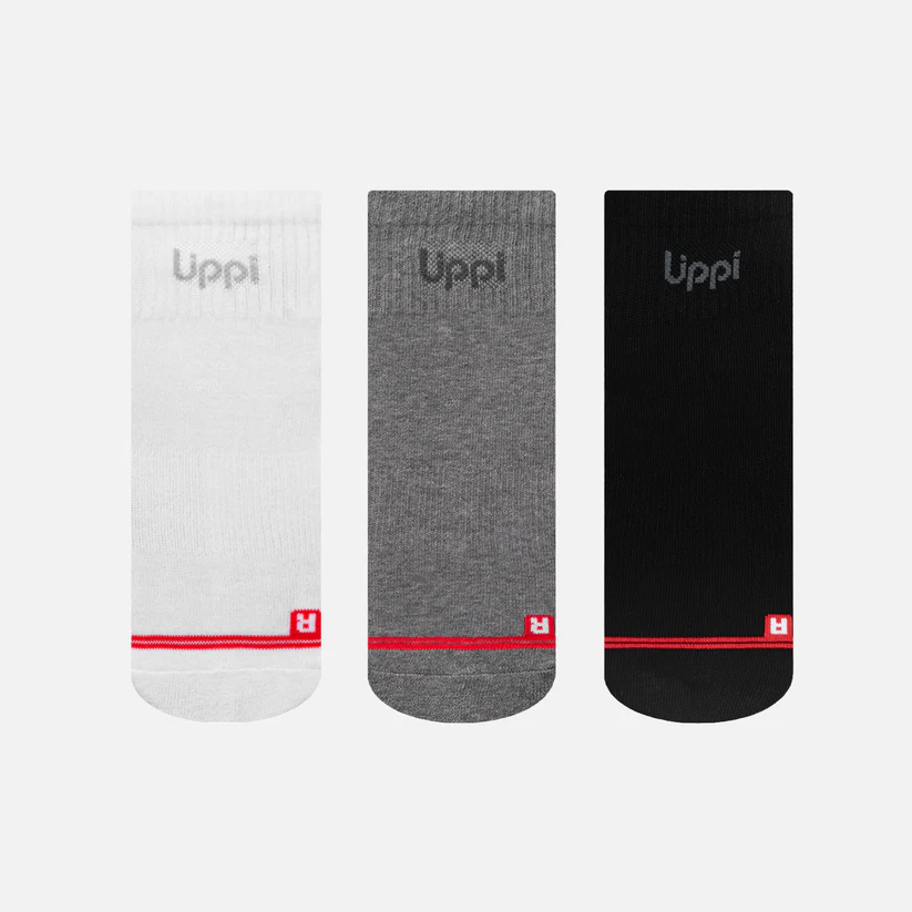 CALCETINES LOGO LIPPI PACK SHORT NEGRO BLANCO GRIS