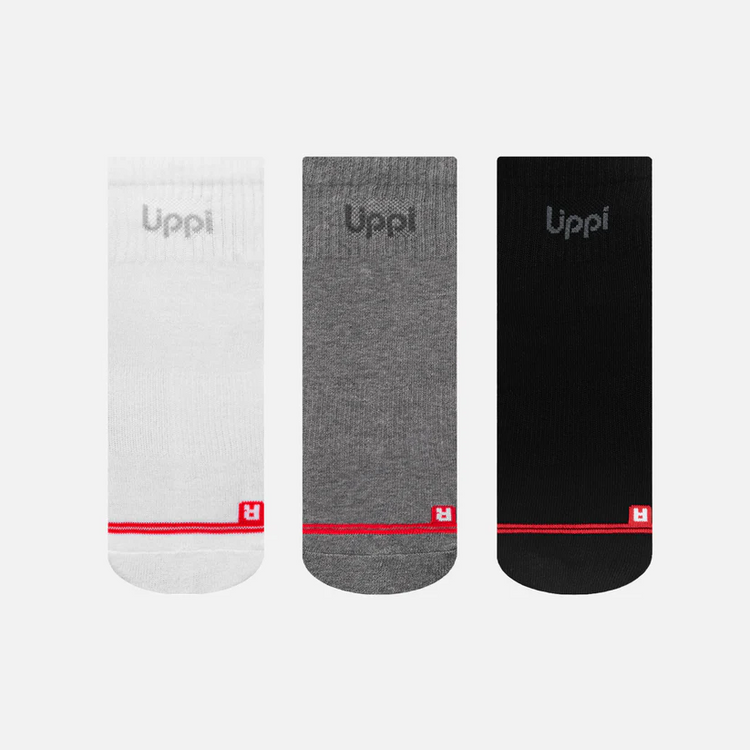 CALCETINES LOGO LIPPI PACK SHORT NEGRO BLANCO GRIS