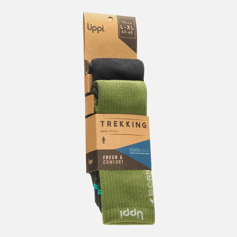 CALCETINES HOMBRE LIPPI DUO TREKKING LIGHT PACK NEGRO VERDE