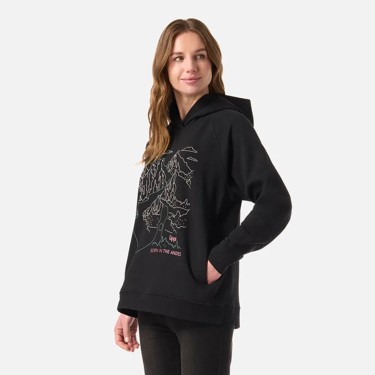 POLERON MUJER INSIGNE HOODY SWEATSHIRT FRONT PRINT LIPPI NEGRO
