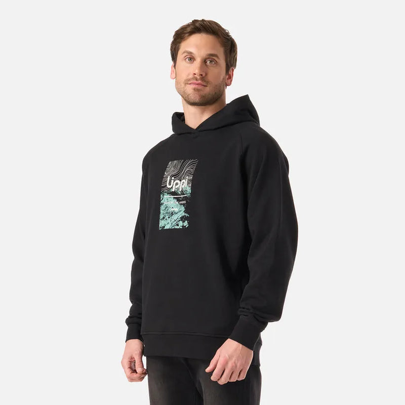POLERON HOMBRE INSIGNE HOODY SWEATSHIRT FRONT PRINT LIPPI NEGRO