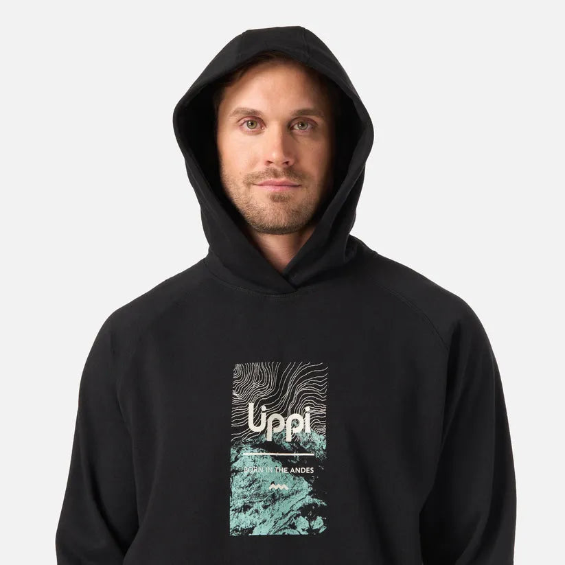 POLERON HOMBRE INSIGNE HOODY SWEATSHIRT FRONT PRINT LIPPI NEGRO