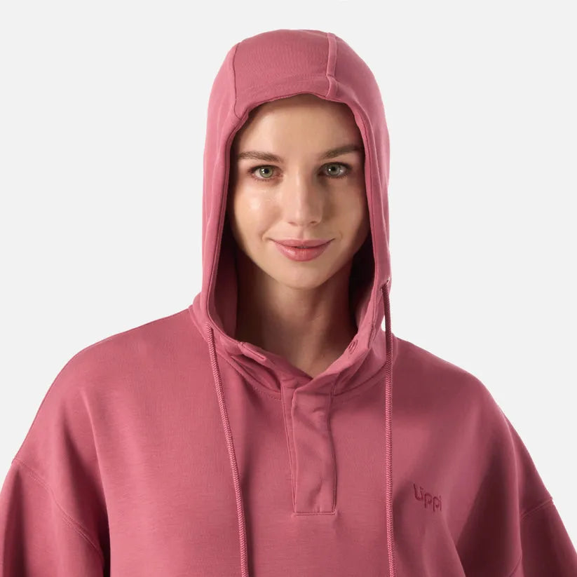 POLERON MUJER CITYSCAPE HOODY SWEATSHIRT LIPPI ROSADO OSCURO