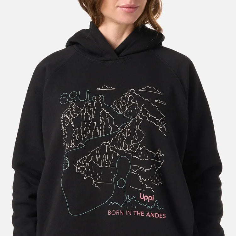 POLERON MUJER INSIGNE HOODY SWEATSHIRT FRONT PRINT LIPPI NEGRO