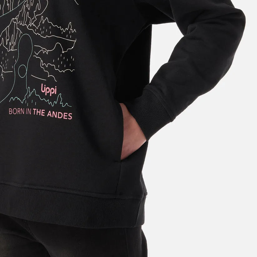 POLERON MUJER INSIGNE HOODY SWEATSHIRT FRONT PRINT LIPPI NEGRO