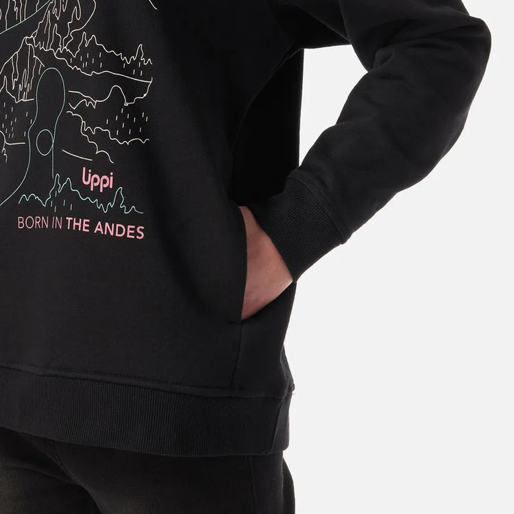 POLERON MUJER INSIGNE HOODY SWEATSHIRT FRONT PRINT LIPPI NEGRO