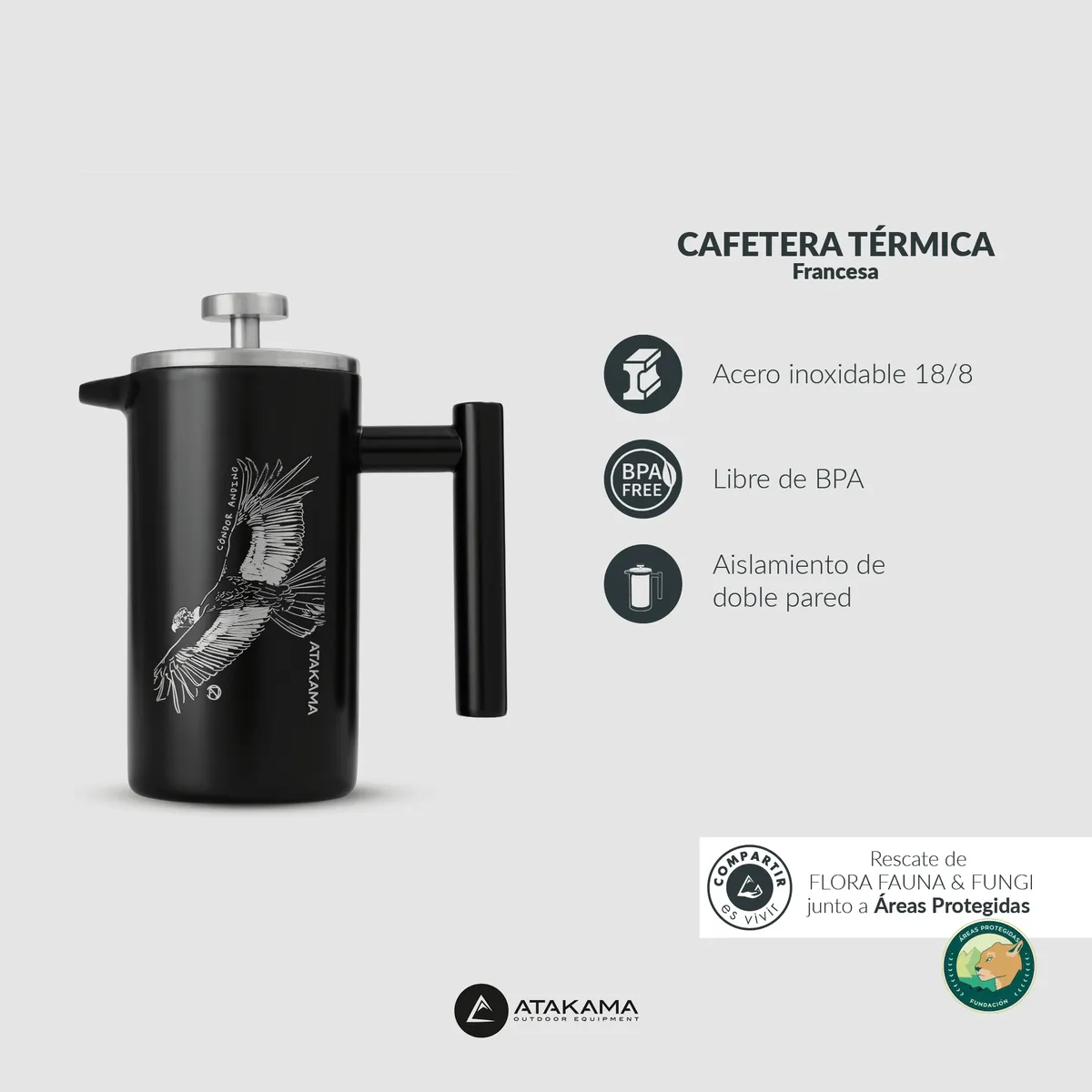 SET CAFETERA TERMICA 350ML NEGRO