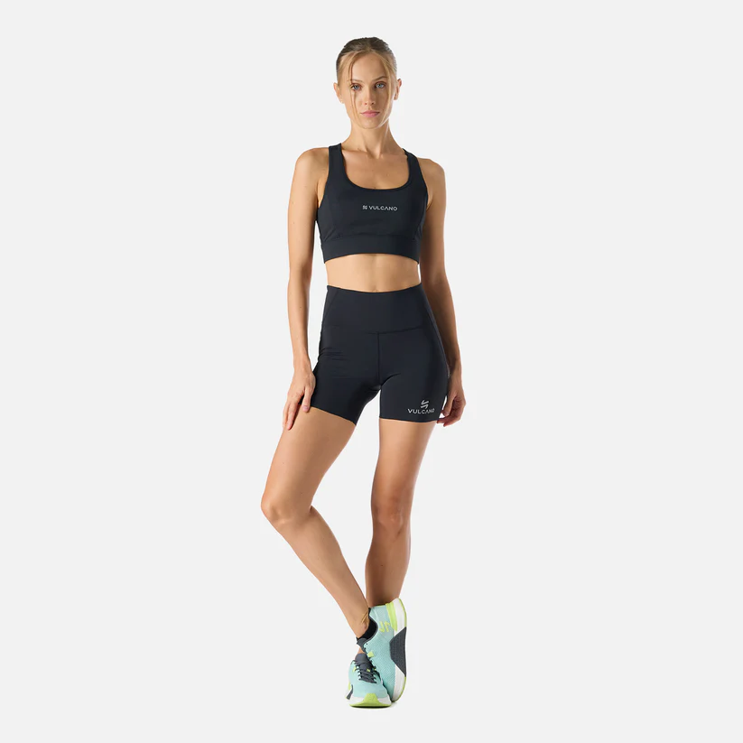 CALZA MUJER VULCANO BUILT TO MOVE COMPRESSIVE SHORT HIGH RISE LEGGINGS NEGRO