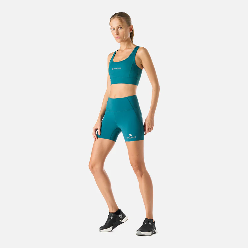 CALZA MUJER VULCANO BUILT TO MOVE COMPRESSIVE SHORT HIGH RISE LEGGINGS PETROLEO