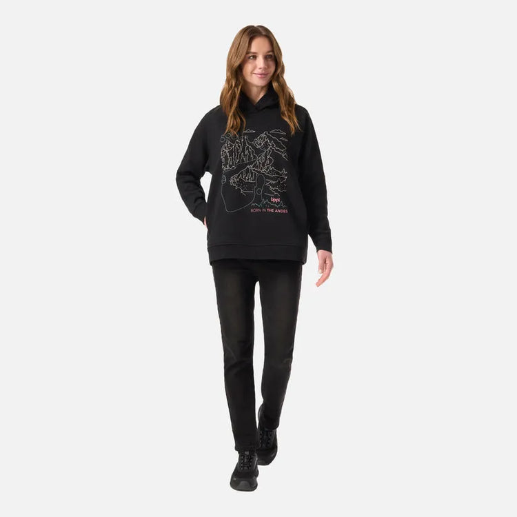 POLERON MUJER INSIGNE HOODY SWEATSHIRT FRONT PRINT LIPPI NEGRO