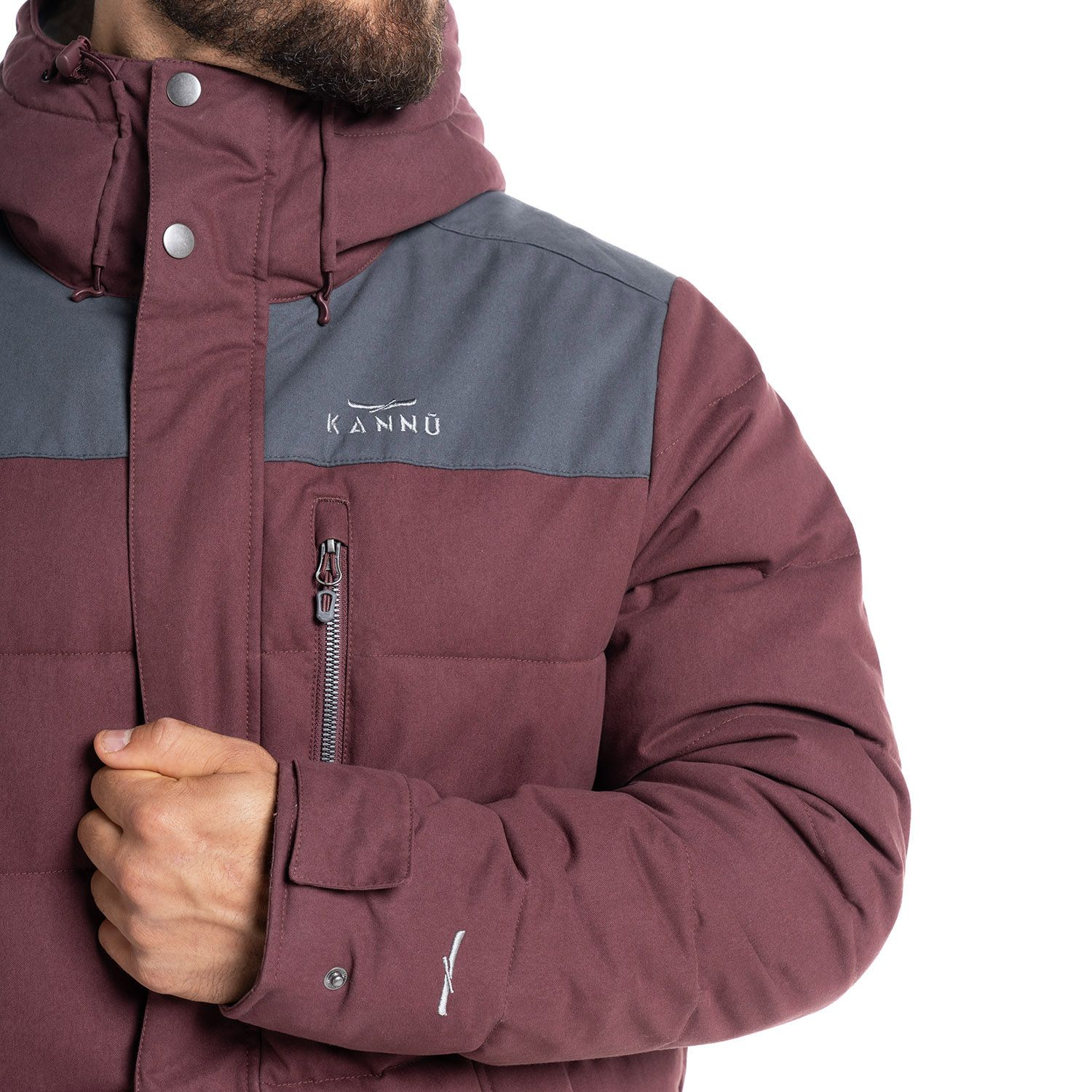 CHAQUETA KANNU INSULADA CHAITEN CAPUCHA HOMBRE ROJO OSCURO