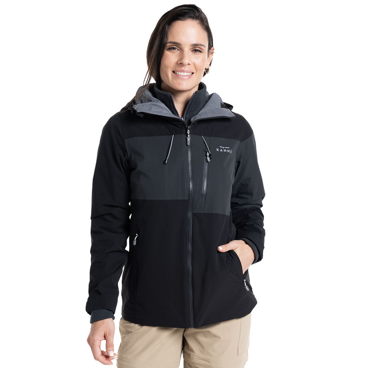 CHAQUETA KANNU BAKER 3 EN 1 MUJER NEGRO