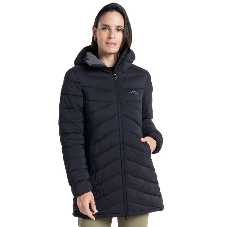 CHAQUETA KANNU INSULADA LARGA MUJER CISNES NEGRO