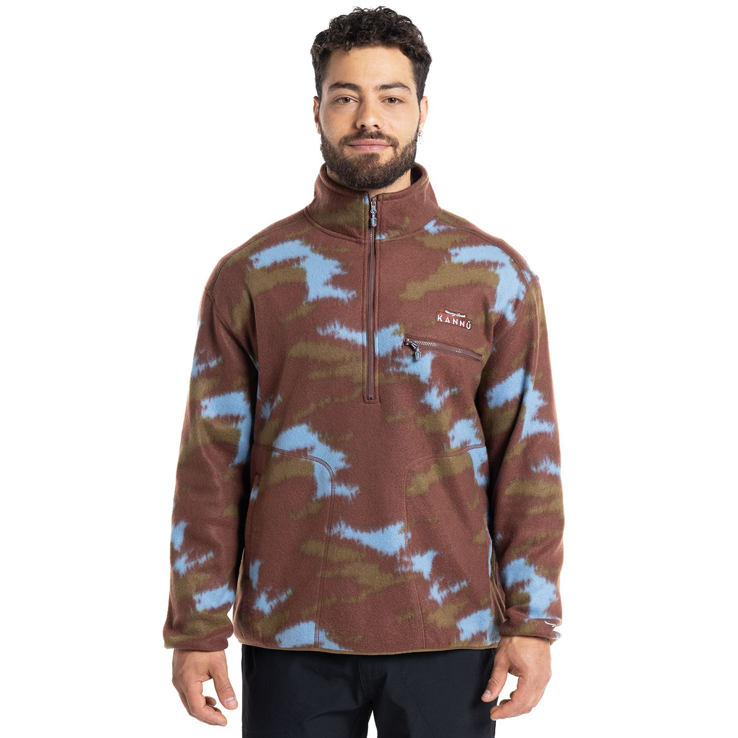 POLAR KANNU ESTAMPADO SAN PEDRO 1/4 ZIP HOMBRE CAFE AZUL