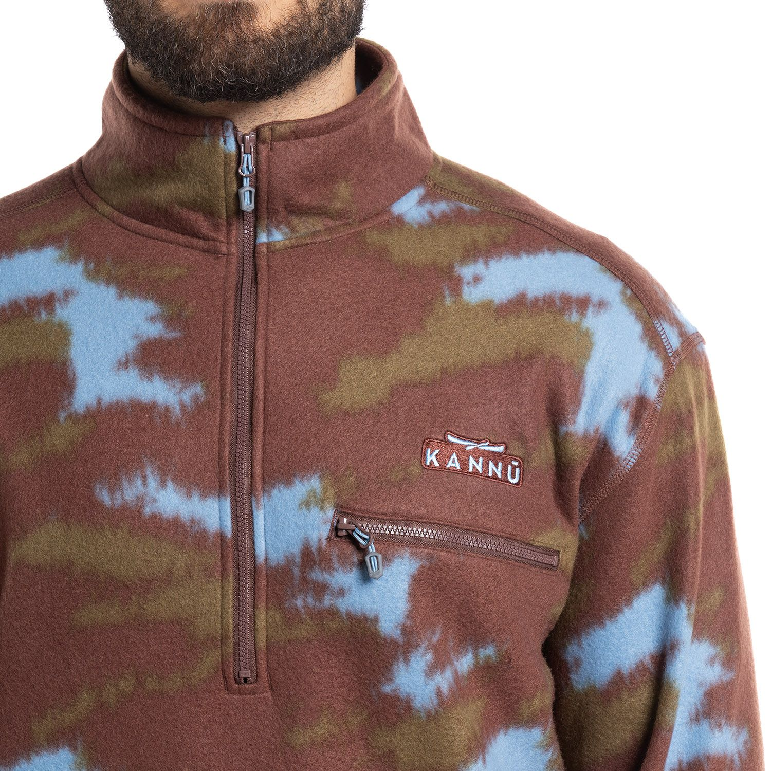 POLAR KANNU ESTAMPADO SAN PEDRO 1/4 ZIP HOMBRE CAFE AZUL