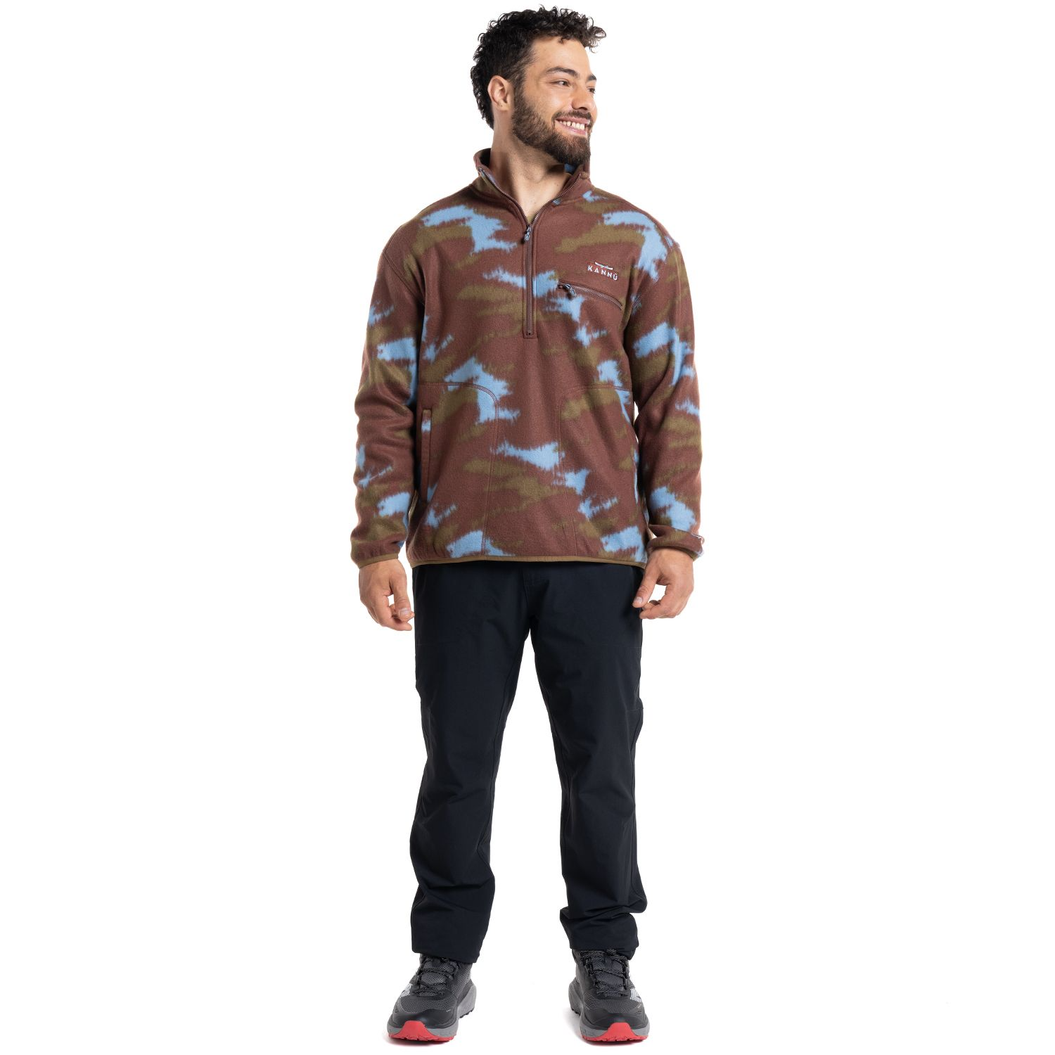 POLAR KANNU ESTAMPADO SAN PEDRO 1/4 ZIP HOMBRE CAFE AZUL