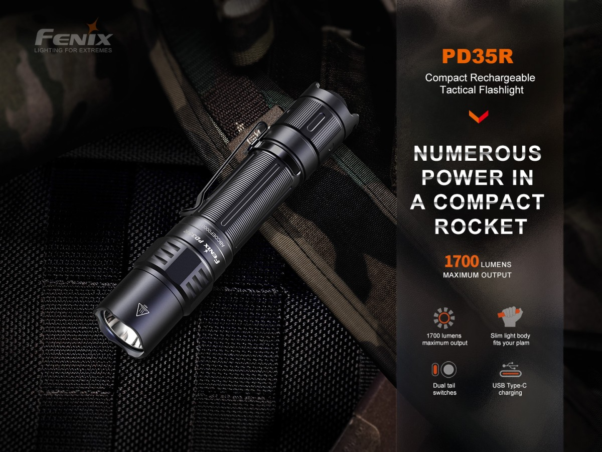 LINTERNA TACTICA FENIX PD35R USB | 1700 LUMENS