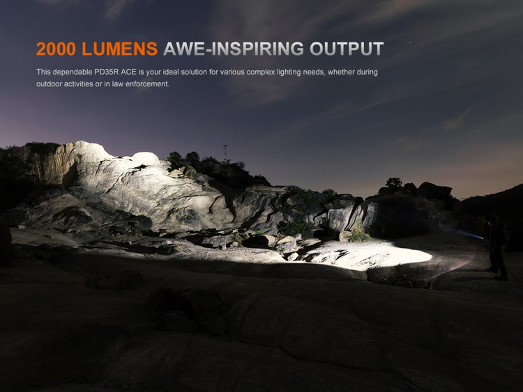 Kit Linterna Fenix PD35R ACE + CL1 NEGRO | 2000 LUMENES