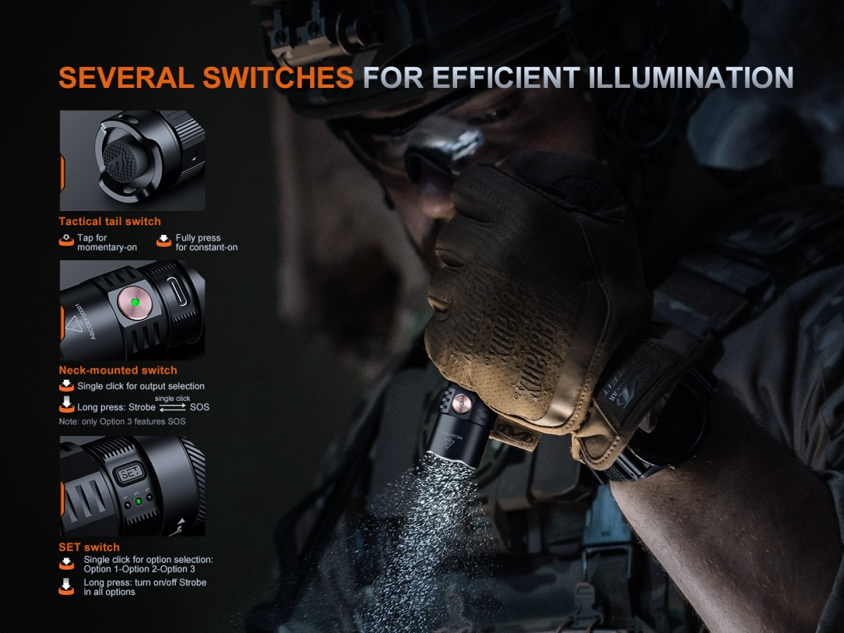 Kit Linterna Fenix PD35R ACE + CL1 NEGRO | 2000 LUMENES