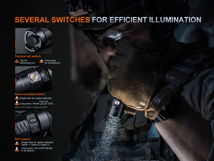 Kit Linterna Fenix PD35R ACE + CL1 NEGRO | 2000 LUMENES