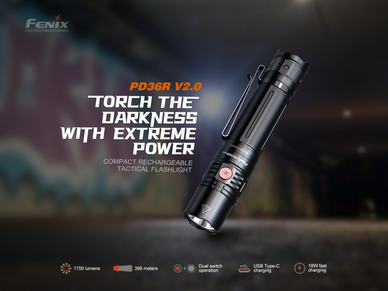 LINTERNA TACTICA FENIX PD36R PRO | 1700 LUMENES